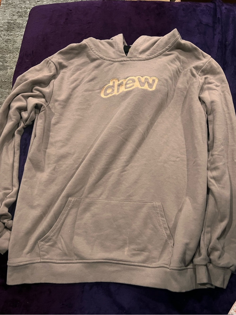 DREW Taupe Crewneck Hoodie with Cream Logo
